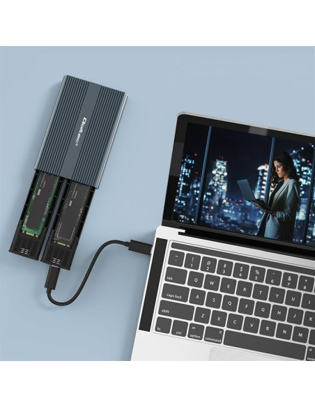 Qoltec Obudowa | Kieszeń Na Dysk M.2 Ssd | Sata | Nvme | Usb-C | Dual 2 X 2Tb