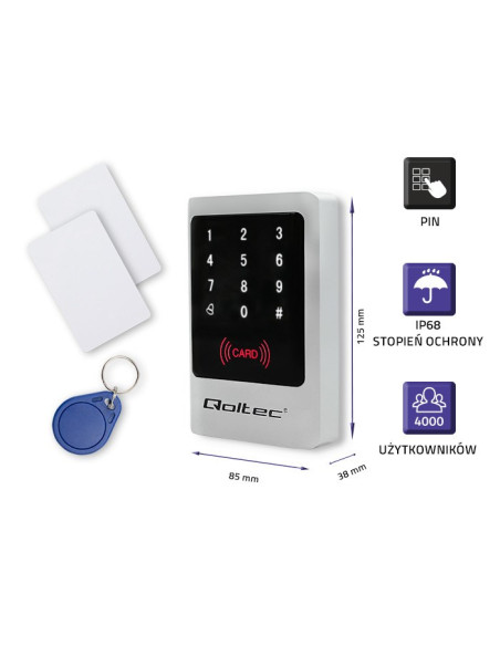 Qoltec Zamek Szyfrowy Mimas Z Czytnikiem Rfid | Kod | Karta | Brelok | Dzwonek | Ip68 | Em