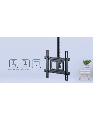Gembird Pełnoobrotowy Uchwyt Sufitowy Do Telewizora 32" - 70", Vesa Max 400 X 400Mm, Do 50Kg