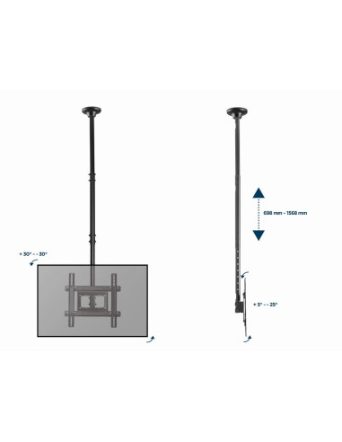 Gembird Pełnoobrotowy Uchwyt Sufitowy Do Telewizora 32" - 70", Vesa Max 400 X 400Mm, Do 50Kg