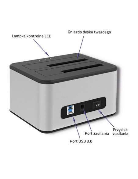 Qoltec Stacja Dokująca Dysków 2Xhdd/Ssd 2.5"/3.5" Sata | Usb 3.0 | Klonowanie