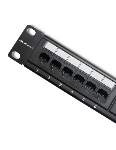 Qoltec Patch Panel Rack | 24 Porty | Kat.6 Utp | Czarny