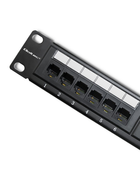 Qoltec Patch Panel Rack | 24 Porty | Kat.6 Utp | Czarny