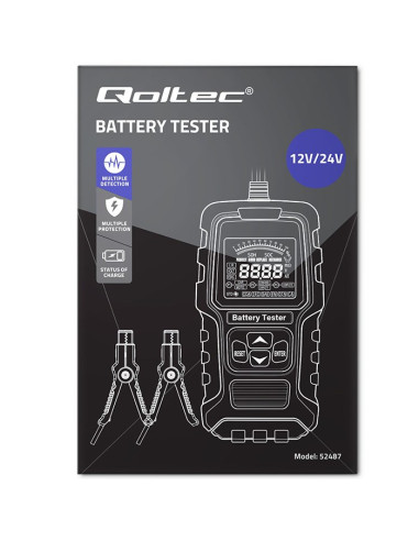 Qoltec Cyfrowy Tester Akumulatora Z Wyświetlaczem Lcd | 12V | 24V | 3Ah-400Ah
