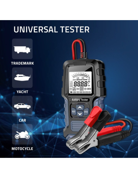 Qoltec Cyfrowy Tester Akumulatora Z Wyświetlaczem Lcd | 12V | 24V | 3Ah-400Ah