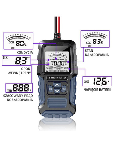 Qoltec Cyfrowy Tester Akumulatora Z Wyświetlaczem Lcd | 12V | 24V | 3Ah-400Ah