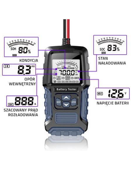 Qoltec Cyfrowy Tester Akumulatora Z Wyświetlaczem Lcd | 12V | 24V | 3Ah-400Ah