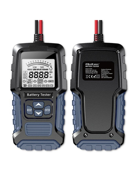 Qoltec Cyfrowy Tester Akumulatora Z Wyświetlaczem Lcd | 12V | 24V | 3Ah-400Ah