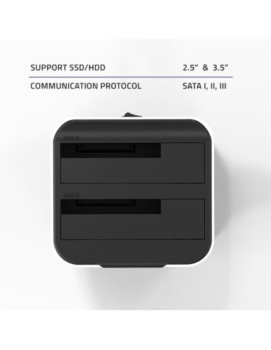 Qoltec Stacja Dokująca Do Dysków Hdd Ssd 2.5" 3.5" | Sata Iii | Usb 3.0 | Super Speed 5Gb/S | Z Funkcją Klonowania Offline
