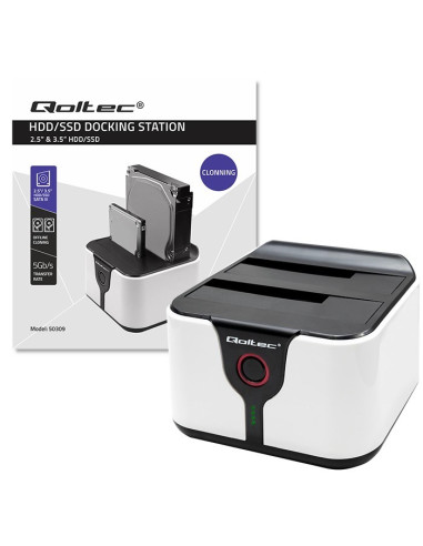Qoltec Stacja Dokująca Do Dysków Hdd Ssd 2.5" 3.5" | Sata Iii | Usb 3.0 | Super Speed 5Gb/S | Z Funkcją Klonowania Offline