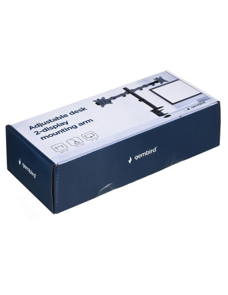 Gembird Biurkowe Regulowane Ramię/Uchwyt Na 2 Monitory 17-32, 100X100Mm, Do 9Kg