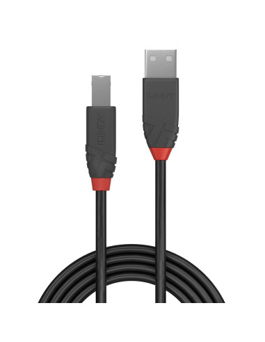 Kabel Usb 2.0 10M Usb A - Usb B Lindy 36677 Anthra Line (Czarny, Szary, Czerwony)