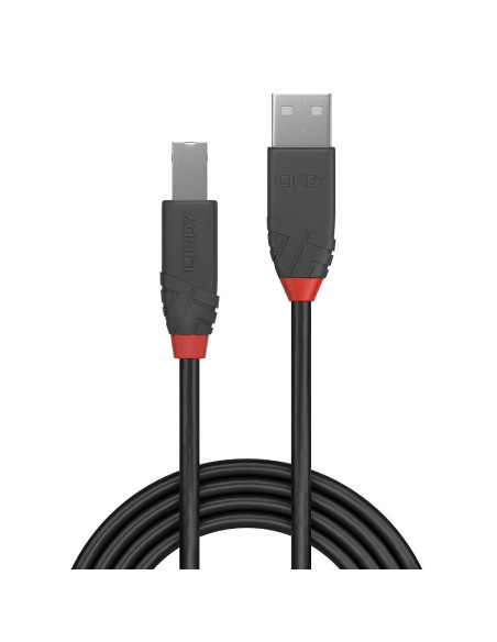 Kabel Usb 2.0 10M Usb A - Usb B Lindy 36677 Anthra Line (Czarny, Szary, Czerwony)