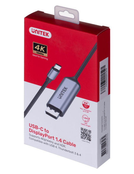 Unitek Kabel Adapter Usb-C - Dp 1.4 8K 60Hz 1,8M