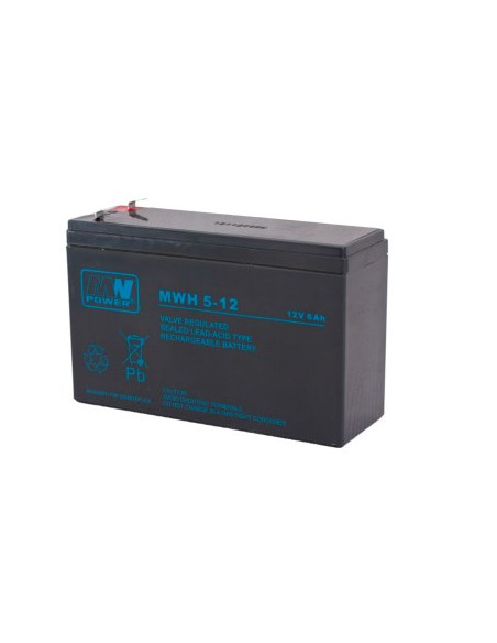 Akumulator Mpl Mw Power Mwh 5-12L Kwasowo-Ołowiowy Vrla Agm Bezobsługowy 12 V 6 Ah Czarny
