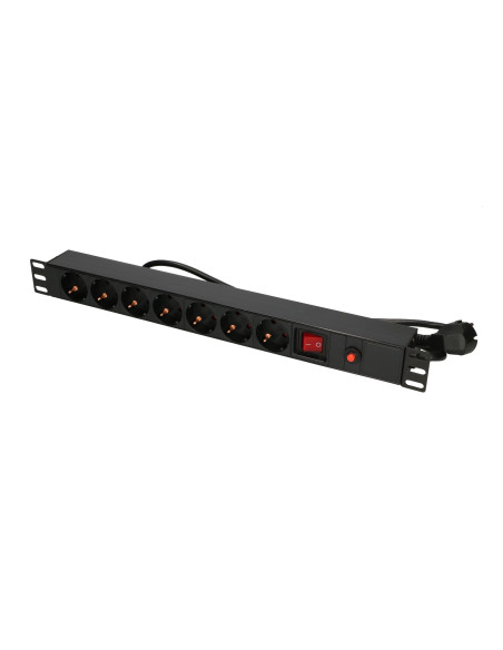 Extralink Expdu7Eu Sw | Listwa Zasilająca | 19" 1U, 7 Gniazd Eu, Z Wyłącznikiem, 2M