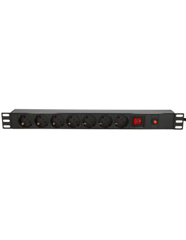 Extralink Expdu7Eu Sw | Listwa Zasilająca | 19" 1U, 7 Gniazd Eu, Z Wyłącznikiem, 2M