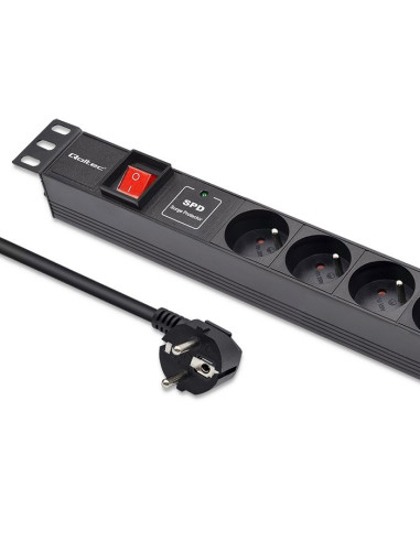 Qoltec Aluminiowa Listwa Zasilająca  Pdu Do  Rack 19'' | 1U | 16A |  6Xfrench | 1.8M