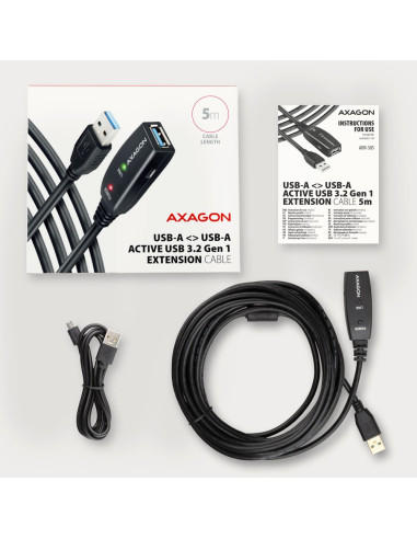 Kabel Przedłużacz/Repeater Axagon Adr-305 Usb 3.2 Gen 1 A-M -  A-F Active Extension/Repeater Cable 5M - Kabel - Digital/Daten Ka