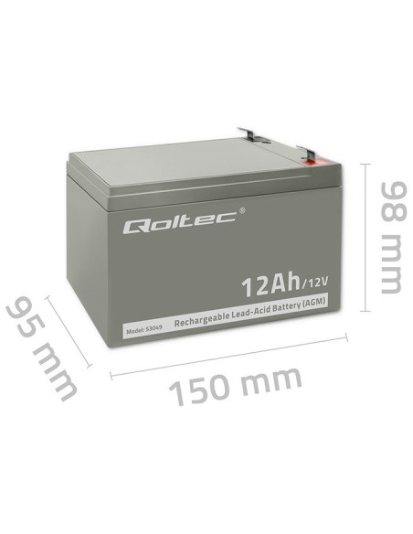 Qoltec Akumulator Agm | 12V | 12Ah