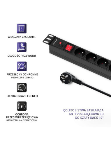 Listwa Qoltec 53996 (Kolor Czarny)