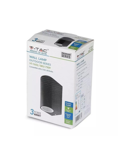 Kinkiet Ścienny V-Tac Vt-7652 230V Ip44 Gu10 (Sku 7509) Czarny