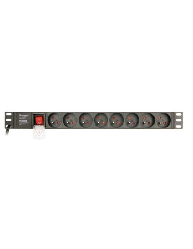 Gembird Listwa Zasilająca Rack 19" Pdu Eg-Pdu-014-Fc14 1U, 16A, 8X Francuskie Gniazdo, Wtyk C14, Kabel 3M
