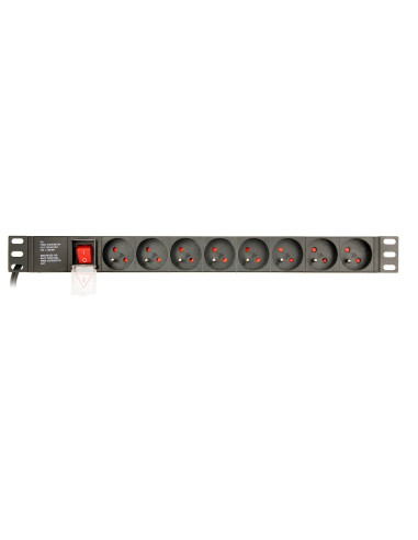 Gembird Listwa Zasilająca Rack 19" Pdu Eg-Pdu-014-Fc14 1U, 16A, 8X Francuskie Gniazdo, Wtyk C14, Kabel 3M