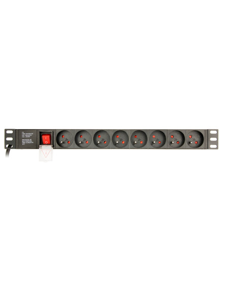 Gembird Listwa Zasilająca Rack 19" Pdu Eg-Pdu-014-Fc14 1U, 16A, 8X Francuskie Gniazdo, Wtyk C14, Kabel 3M