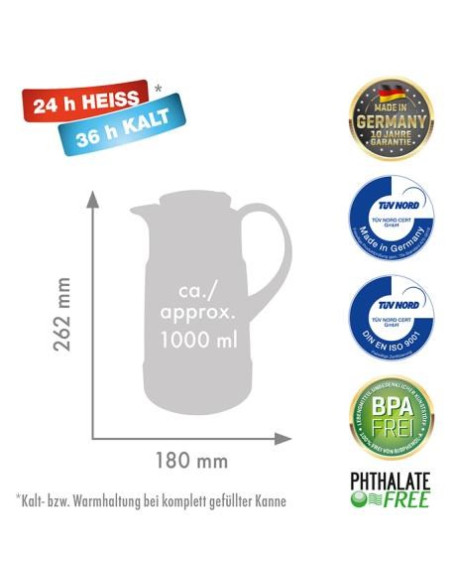 Rotpunkt Thermos Jug, 1.0 L, Ristretto (Black) 320 Ri