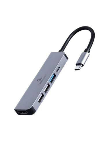 Gembird Multi Adapter Usb Typ-C 5W1 (Hub + Hdmi + Pd) Srebrny