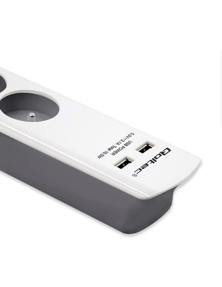 Qoltec Listwa Zasilająca Antyprzepięciowa | 6 Gniazd | 2 X Usb | 1.8M | Biało-Szara