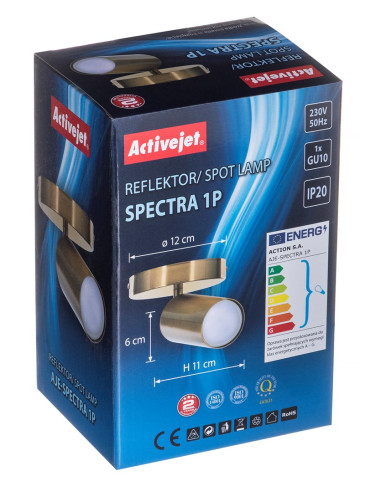 Kinkiet Pojedynczy Złoty Sufitowy Ścienny Activejet Spectra Reflektor Gu10 Do Salonu