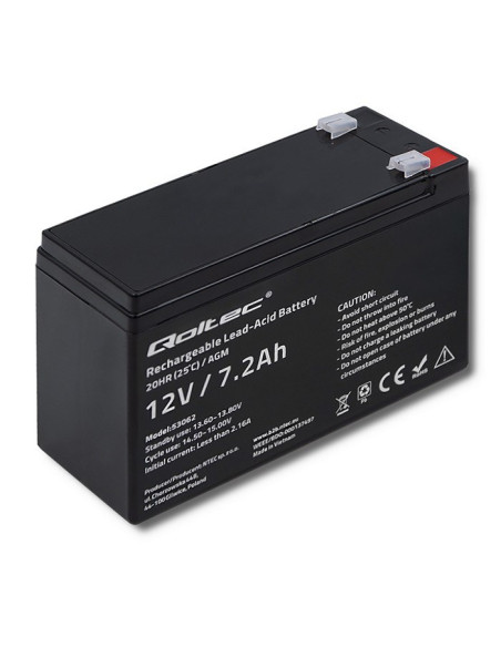 Qoltec Akumulator Agm 12V | 7.2Ah | Max 108A