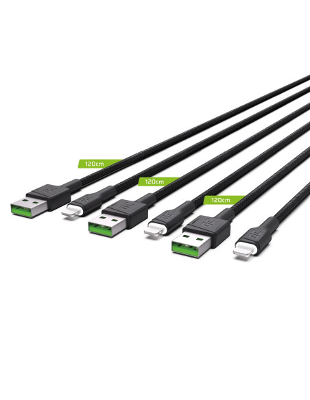 Green Cell Zestaw Kabli Kabgcset05 3X Kabel Gc Ray Usb - Lightning 120Cm, Biały Led