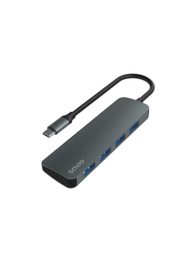 Savio Ak-54 Hub Usb-C - 4 X Usb-A, Szary