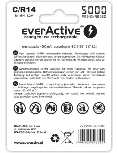 Zestaw Akumulatorków Everactive Evhrl14-5000 (5000Mah   Ni-Mh)