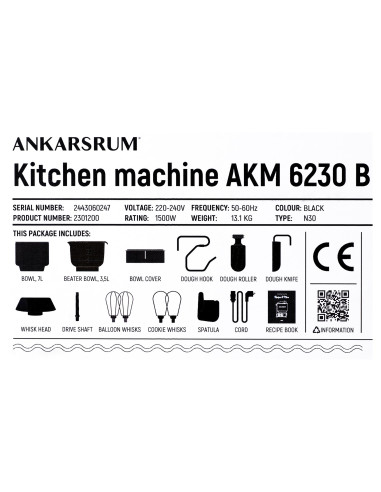 Robot Kuchenny Ankarsrum Akm 6230 B Black/Silver