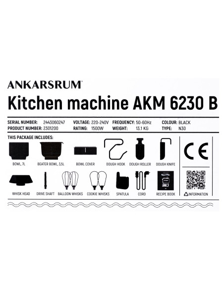 Robot Kuchenny Ankarsrum Akm 6230 B Black/Silver