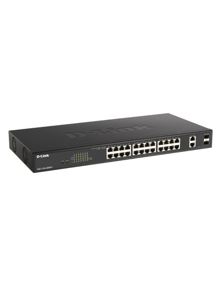 D-Link Dgs-1100-26Mpv2 Łącza Sieciowe Zarządzany L2 Gigabit Ethernet (10/100/1000) Obsługa Poe Czarny