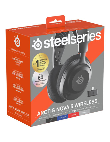 Seria Steelseries | Zestaw Słuchawkowy Do Gier | Arctis Nova 5 | Łączność Bluetooth | Nauszne | Mikrofon | Redukcja Szumów | Łąc
