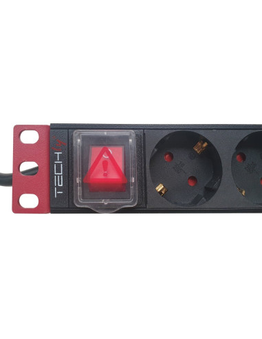 Techly I-Case Strip-91Ud Rozdzielacz Zasilania Pdu 9 X Gniazdo Sieciowe 1U Czarny, Czerwony