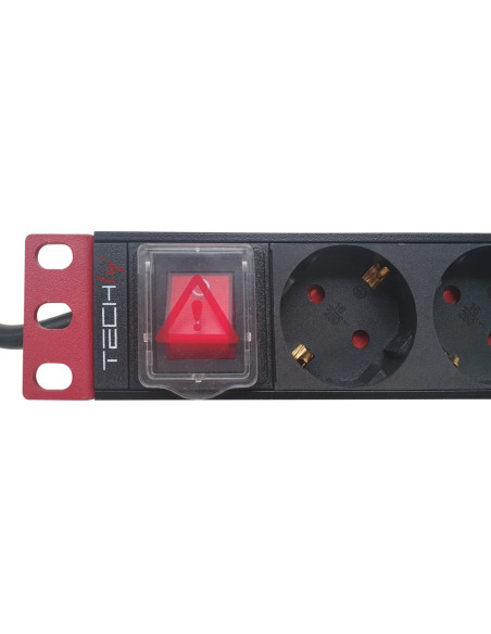 Techly I-Case Strip-91Ud Rozdzielacz Zasilania Pdu 9 X Gniazdo Sieciowe 1U Czarny, Czerwony
