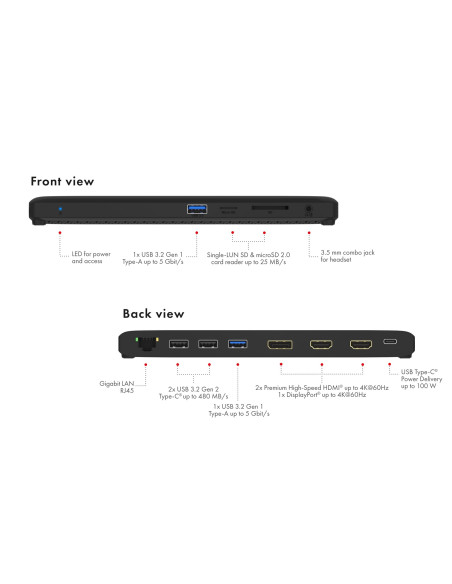 Stacja Dokująca Icybox Usb Type-C Mit Dreifach Videoausgabe