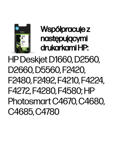 Hp 300 Zestaw 2 Oryginalnych Wkładów Atramentowych: Czarny/Trójkolorowy