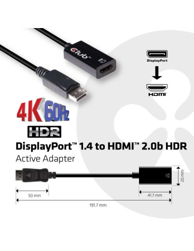 Club3D Displayport 1.4 To Hdmi 2.0B Hdr Active Adapter