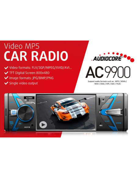 Radioodtwarzacz Samochodowe Audiocore Ac9900 (Usb, Usb + Aux, Usb + Aux + Karty Sd)
