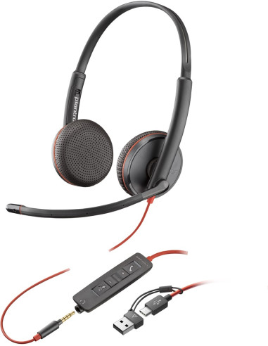 Poly Blackwire 3225 Stereo Usb-C Headset +3.5Mm Plug +Usb-C/A Adapter (Bulk)