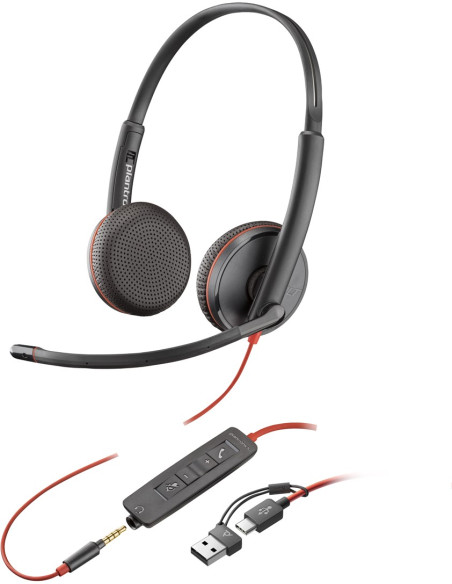 Poly Blackwire 3225 Stereo Usb-C Headset +3.5Mm Plug +Usb-C/A Adapter (Bulk)