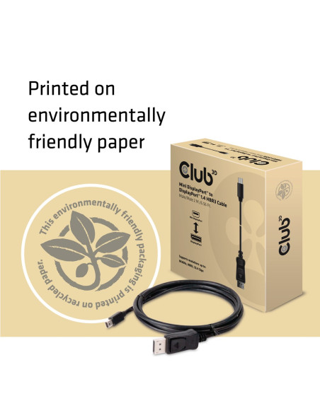 Club 3D Mini Displayport To Displayport 1.4 Hbr3 8K60Hz Kabel, 2 M